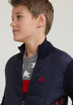 Discount River Woods Custom fit wol-katoen cardigan opstaande kraag navy -