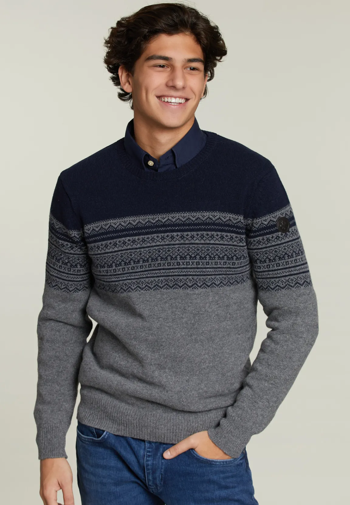 Hot River Woods Custom fit wollen trui navy -