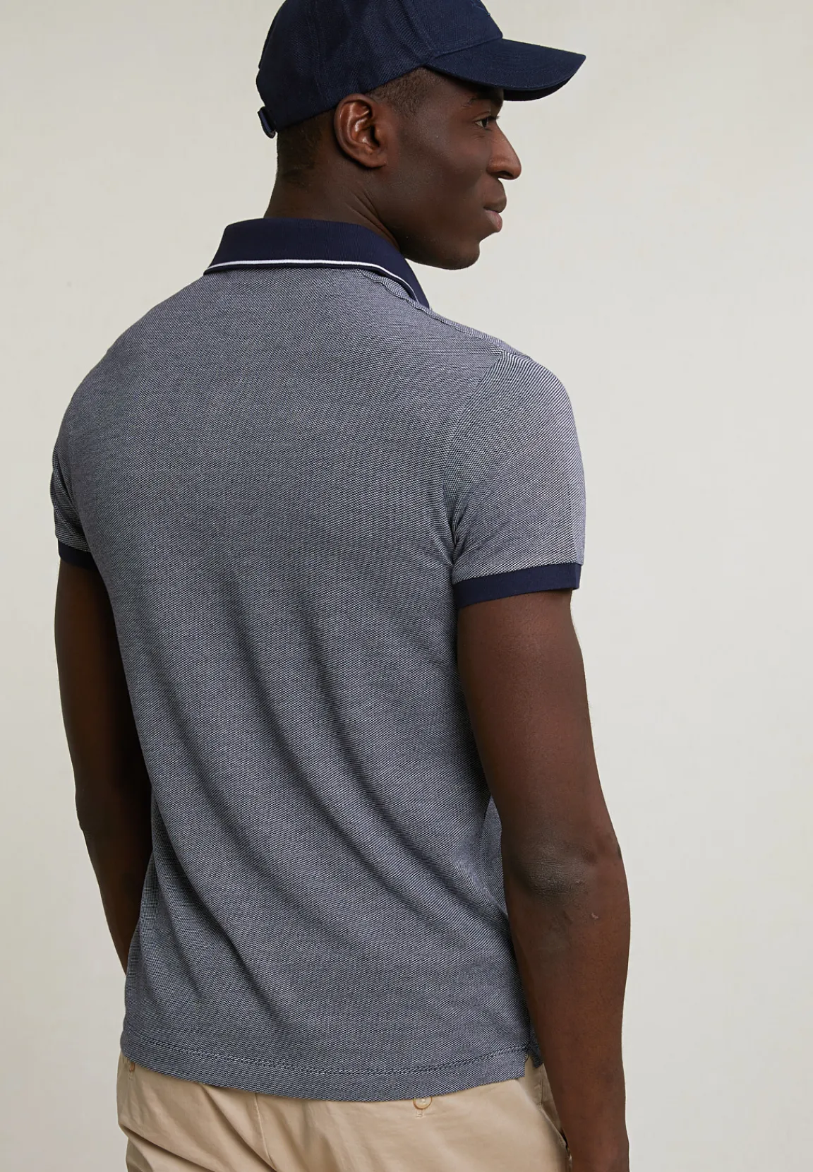 Discount River Woods Custom fit zijdeachtige jacquard polo navy -