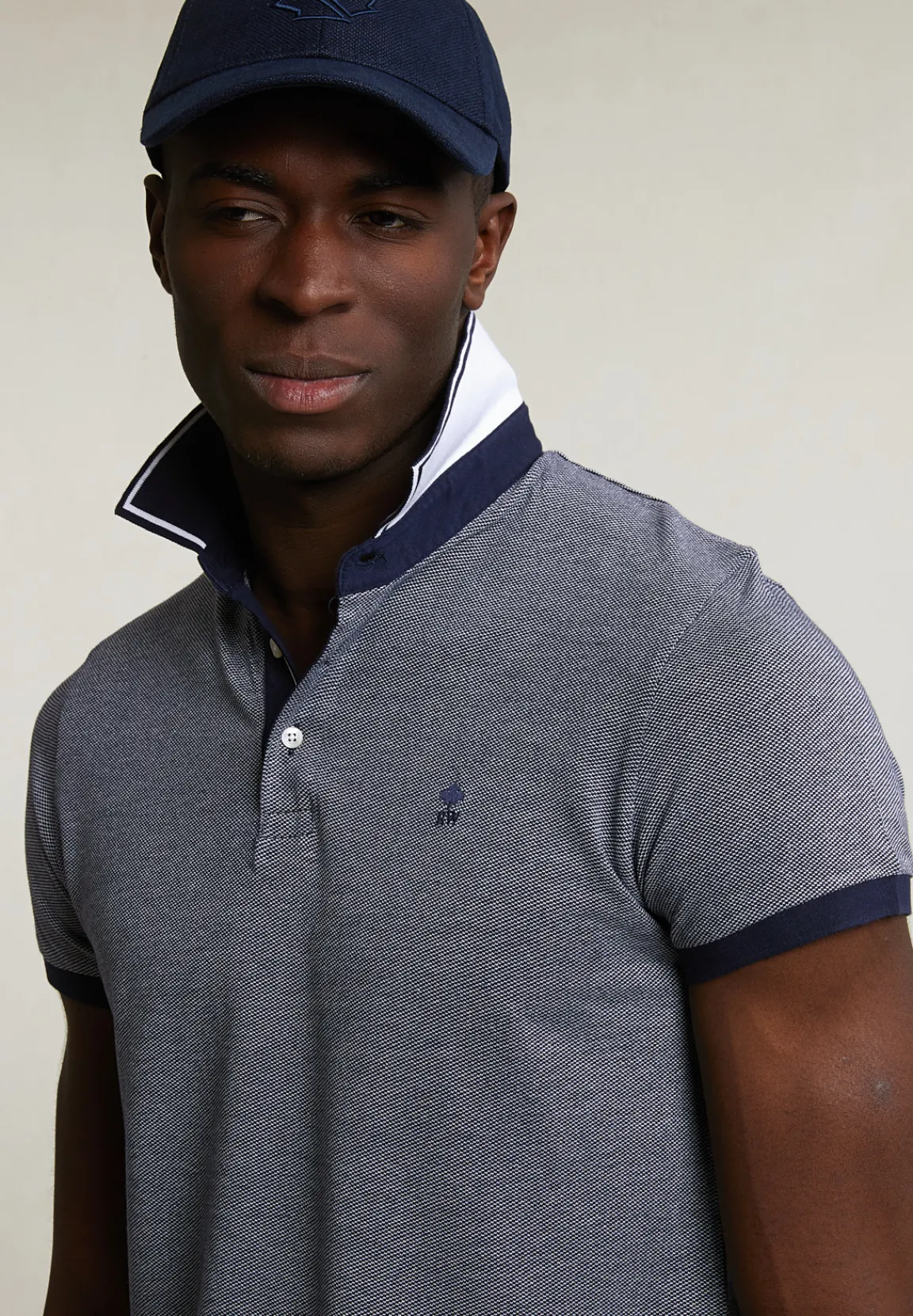 Discount River Woods Custom fit zijdeachtige jacquard polo navy -