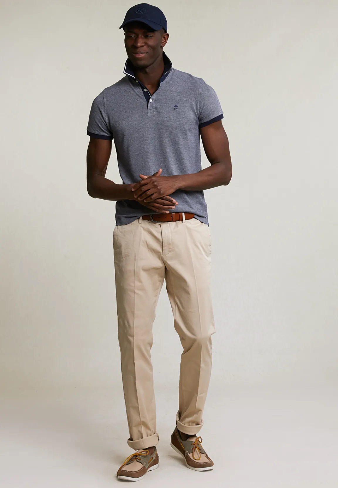 Discount River Woods Custom fit zijdeachtige jacquard polo navy -