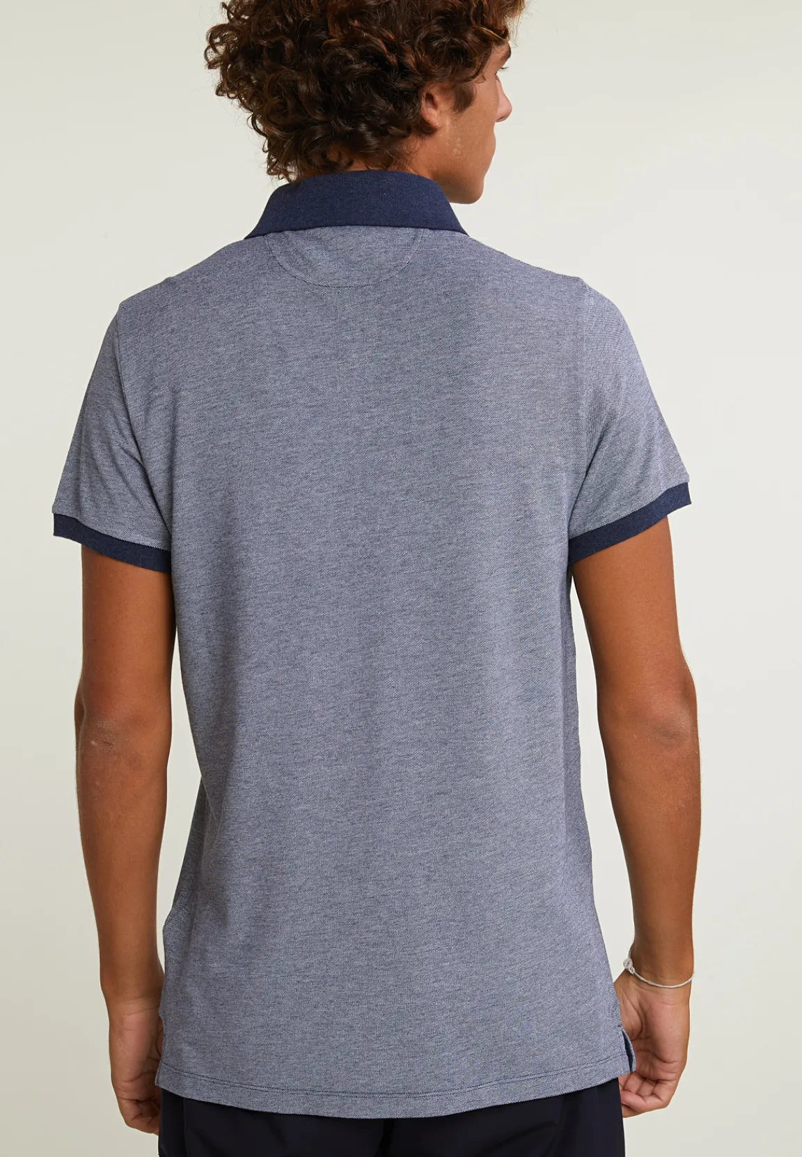 Sale River Woods Custom fit zijdeachtige katoenen stretch polo night blue mix -