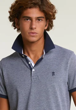 Sale River Woods Custom fit zijdeachtige katoenen stretch polo night blue mix -