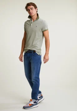Outlet River Woods Custom fit zijdeachtige katoenen stretch polo safari mix -