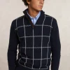 Clearance River Woods Custom fit zuivere scheerwol geruite trui opstaande kraag moonlight mix -