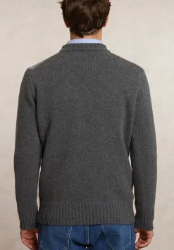 Sale River Woods Custom fit zuivere scheerwol geruite trui ronde hals dk grey mix -