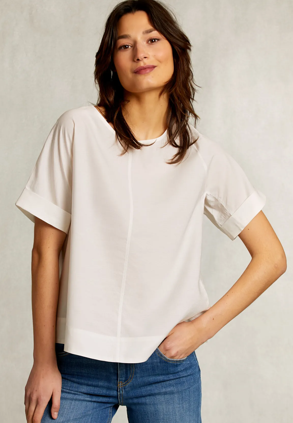 Online River Woods Ecru effen oversized blouse -