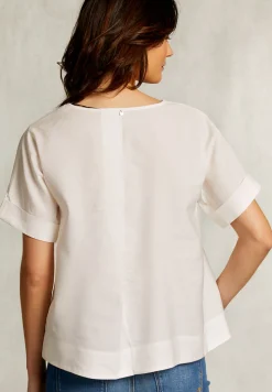 Online River Woods Ecru effen oversized blouse -