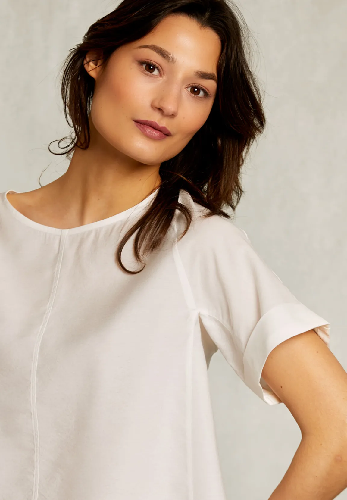 Online River Woods Ecru effen oversized blouse -