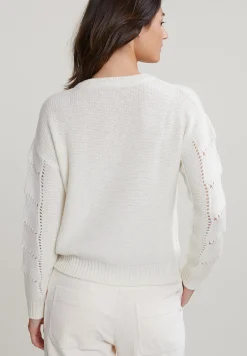 Fashion River Woods Ecru wollen trui ronde hals -