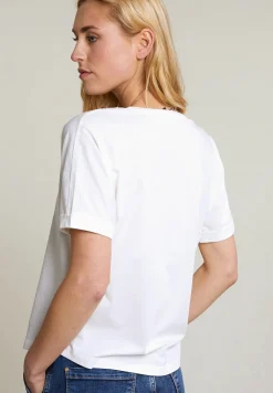 Clearance River Woods Ecru/blauwe fantasie T-shirt korte mouwen -
