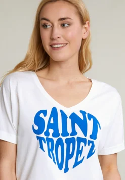 Clearance River Woods Ecru/blauwe fantasie T-shirt korte mouwen -