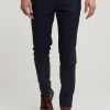 Online River Woods Effen geklede broek zuivere scheerwol blauw -