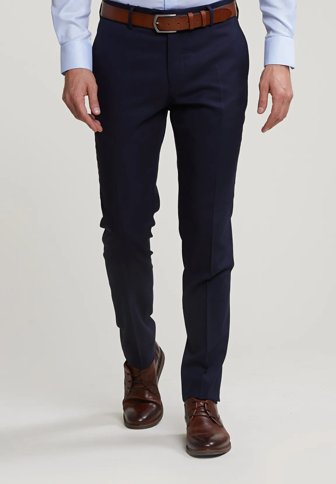 Online River Woods Effen geklede broek zuivere scheerwol blauw -