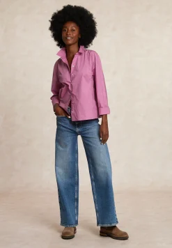 Fashion River Woods Effen klassieke blouse roze -