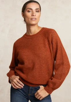 Sale River Woods Effen trui ronde hals oranje -