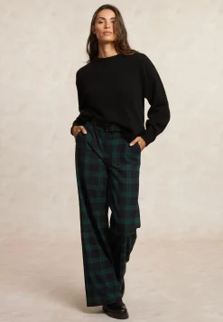 Fashion River Woods Effen trui ronde hals rugsplit zwart -