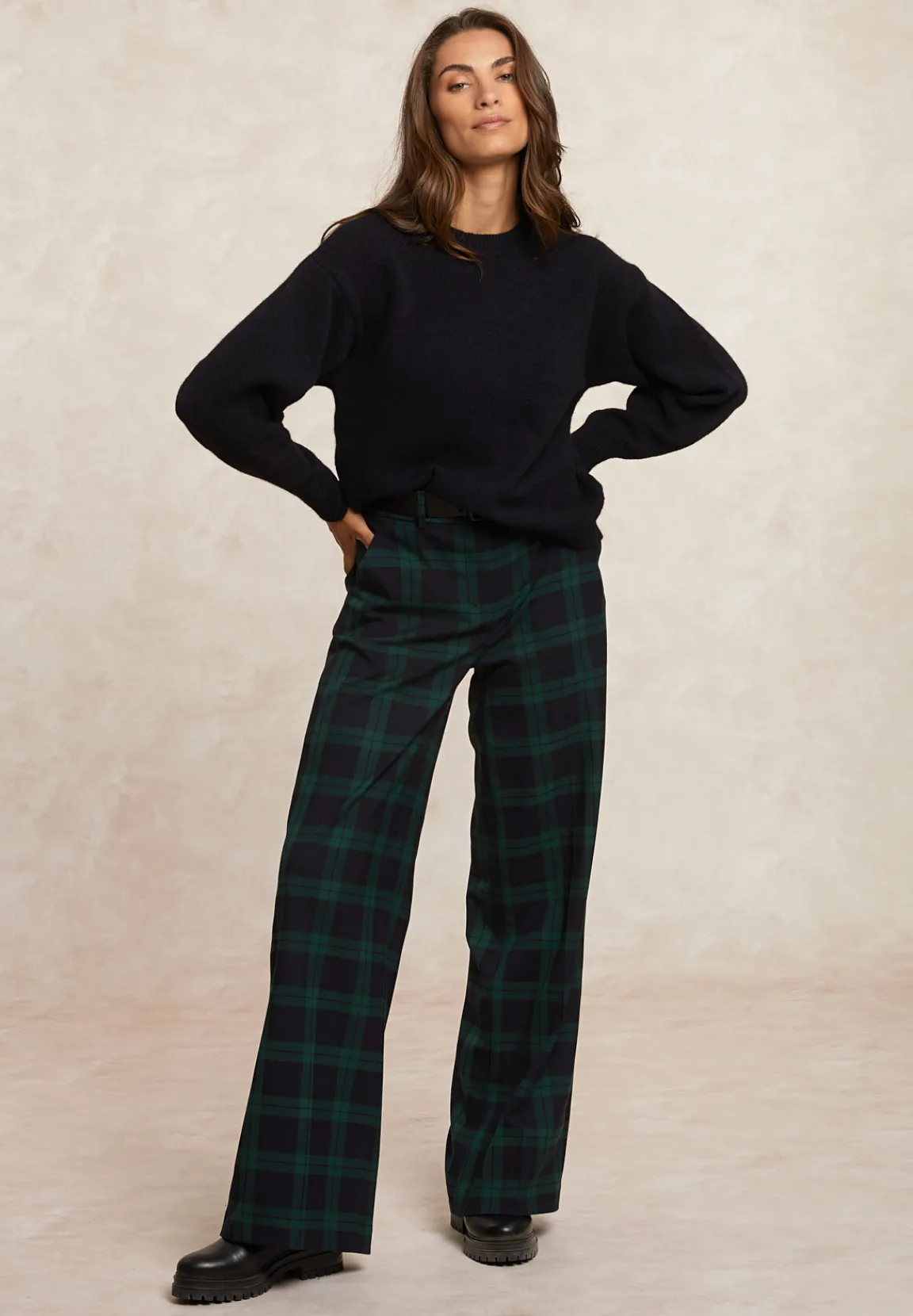 Fashion River Woods Effen trui ronde hals rugsplit navy -