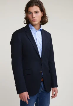 Outlet River Woods Effen zuivere scheerwol blazer blauw -