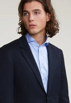 Outlet River Woods Effen zuivere scheerwol blazer blauw -
