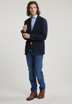 Outlet River Woods Effen zuivere scheerwol blazer blauw -