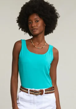 Fashion River Woods Emerald groen basic stretch topje -