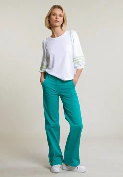 Fashion River Woods Emerald groene rechte stretch broek -
