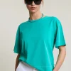 Online River Woods Emerald groene wijde T-shirt korte mouwen -