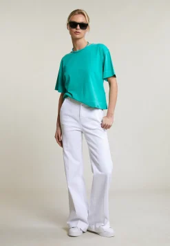 Online River Woods Emerald groene wijde T-shirt korte mouwen -