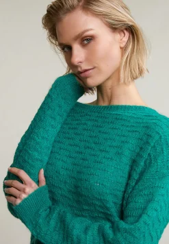 Clearance River Woods Emeraldgroene mohair trui ronde hals -