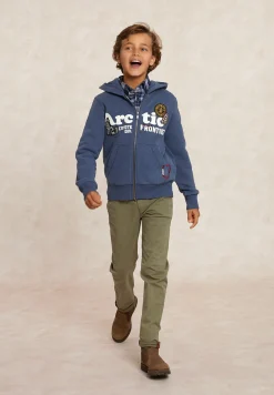 Online River Woods Fancy fleece cardigan met kap denim blue mix -