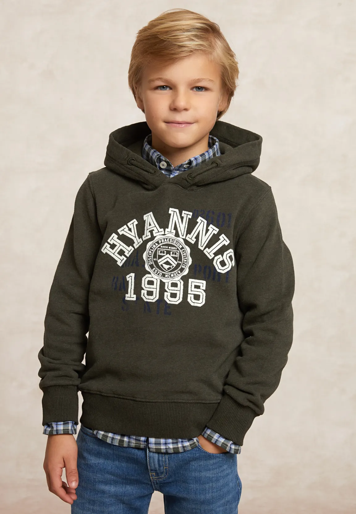 Clearance River Woods Fancy fleece hoodie olijfgroen -