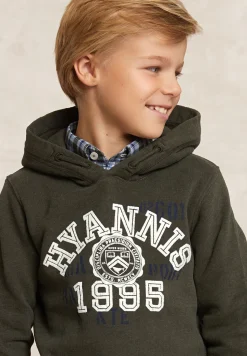 Clearance River Woods Fancy fleece hoodie olijfgroen -