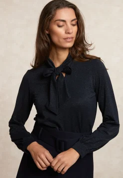 Hot River Woods Fancy glitter T-shirt met strik navy -