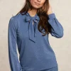Fashion River Woods Fancy glitter T-shirt met strik blauw -