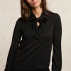 Discount River Woods Fancy glitter T-shirt met strik zwart -