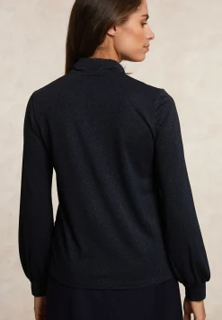 Hot River Woods Fancy glitter T-shirt met strik navy -