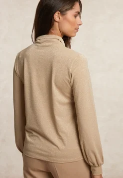 Hot River Woods Fancy glitter T-shirt met strik beige -