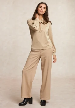 Hot River Woods Fancy glitter T-shirt met strik beige -