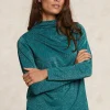Clearance River Woods Fancy glitter T-shirt opstaande kraag groen -