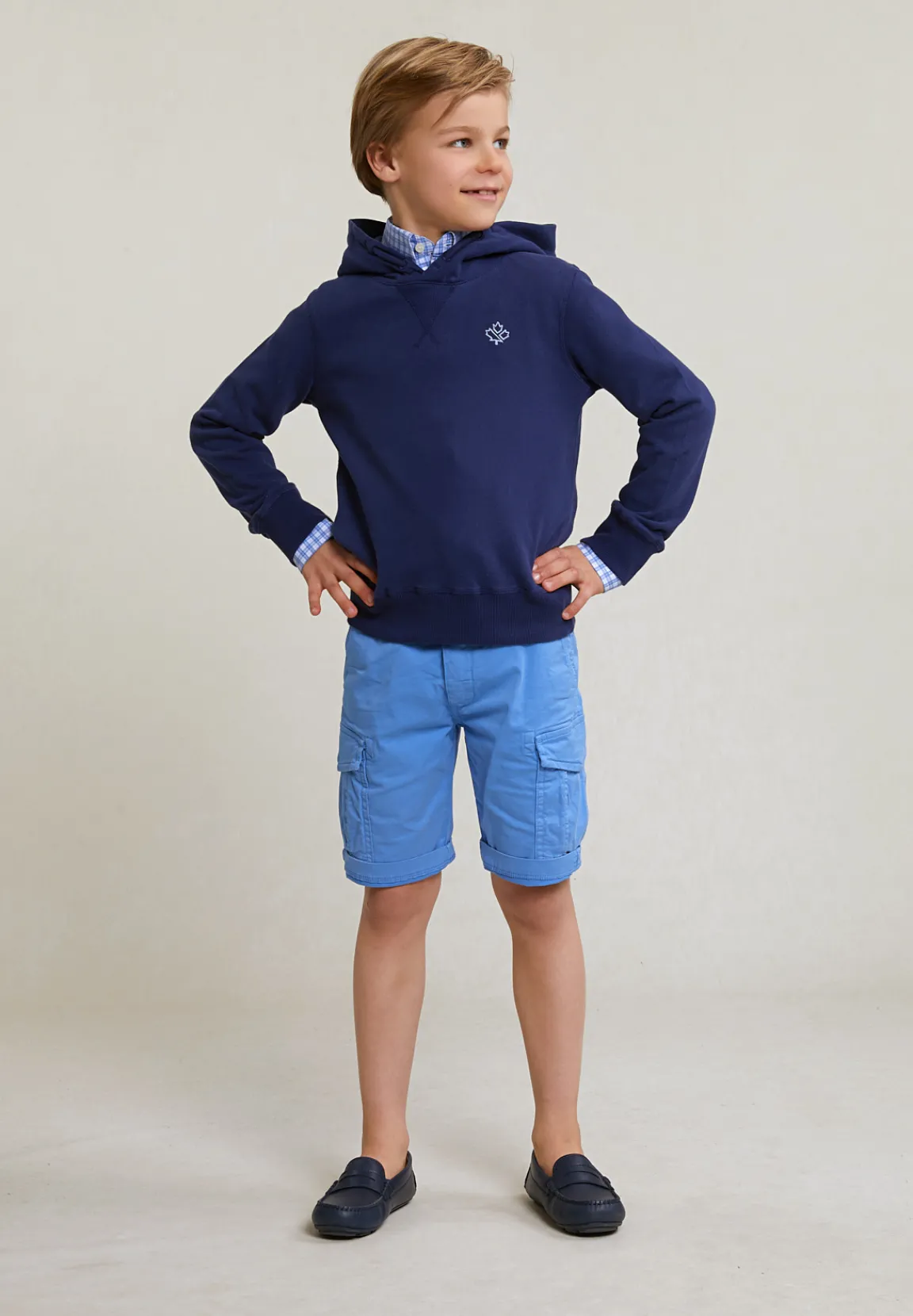 Discount River Woods Fancy katoenen kaptrui deep ocean -