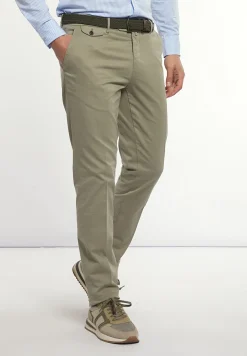 Outlet River Woods Fancy katoenen stretch chinobroek kaki -