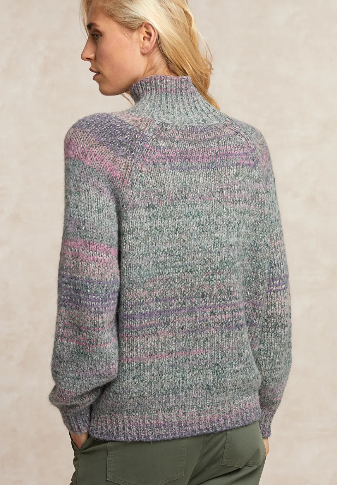 Outlet River Woods Fancy kleurrijke trui opstaande kraag roze -