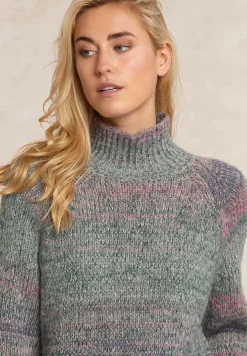 Outlet River Woods Fancy kleurrijke trui opstaande kraag roze -