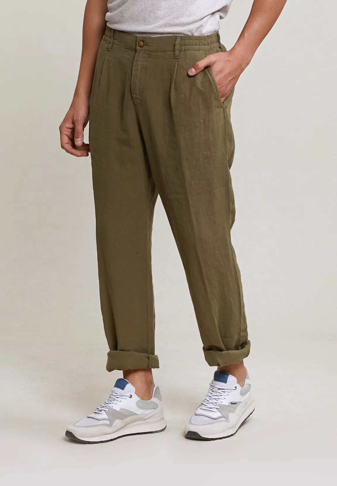 Hot River Woods Fancy linnen broek elastische taille rosemary -