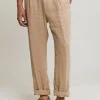 Discount River Woods Fancy linnen broek elastische taille taupe -