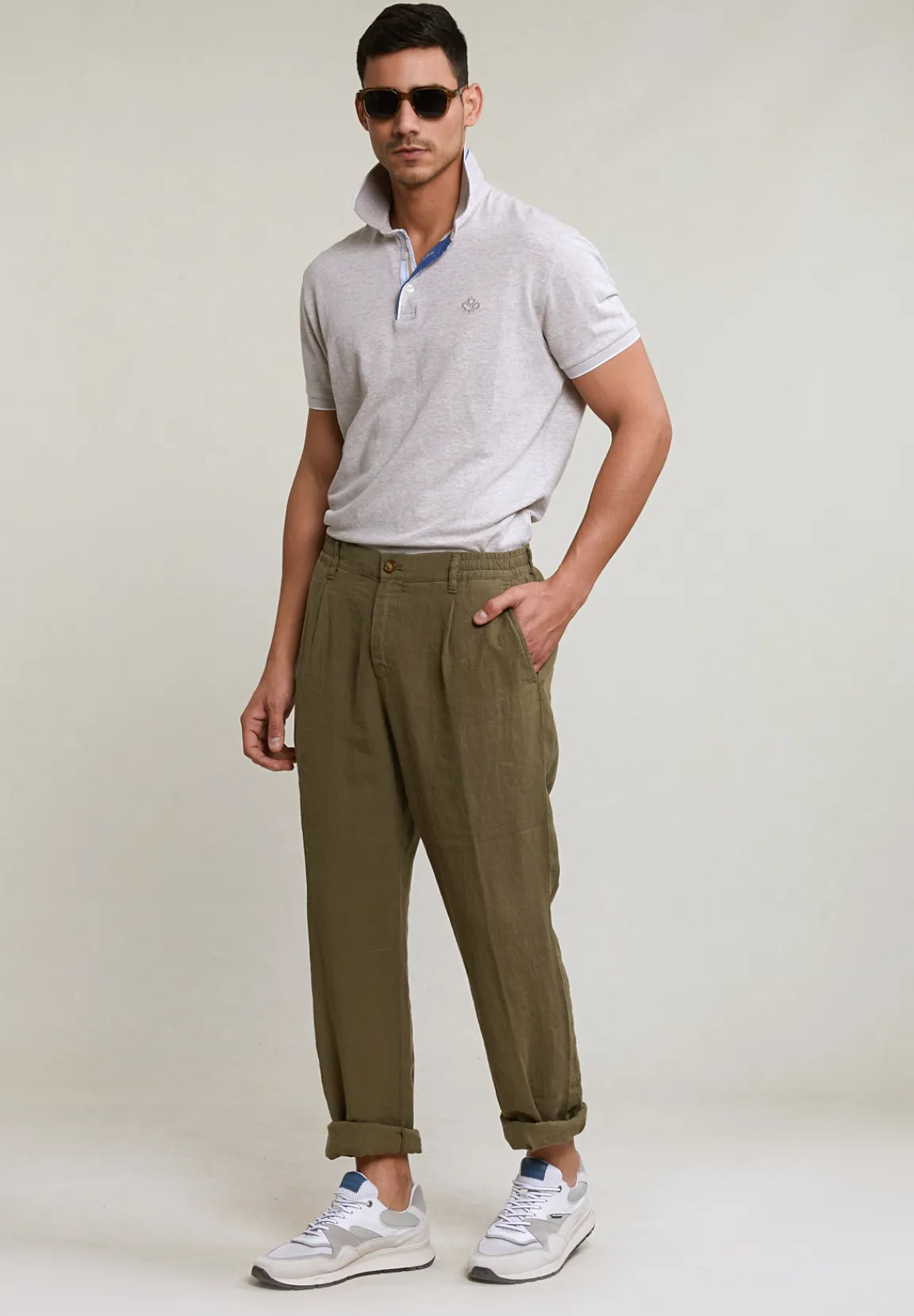 Hot River Woods Fancy linnen broek elastische taille rosemary -