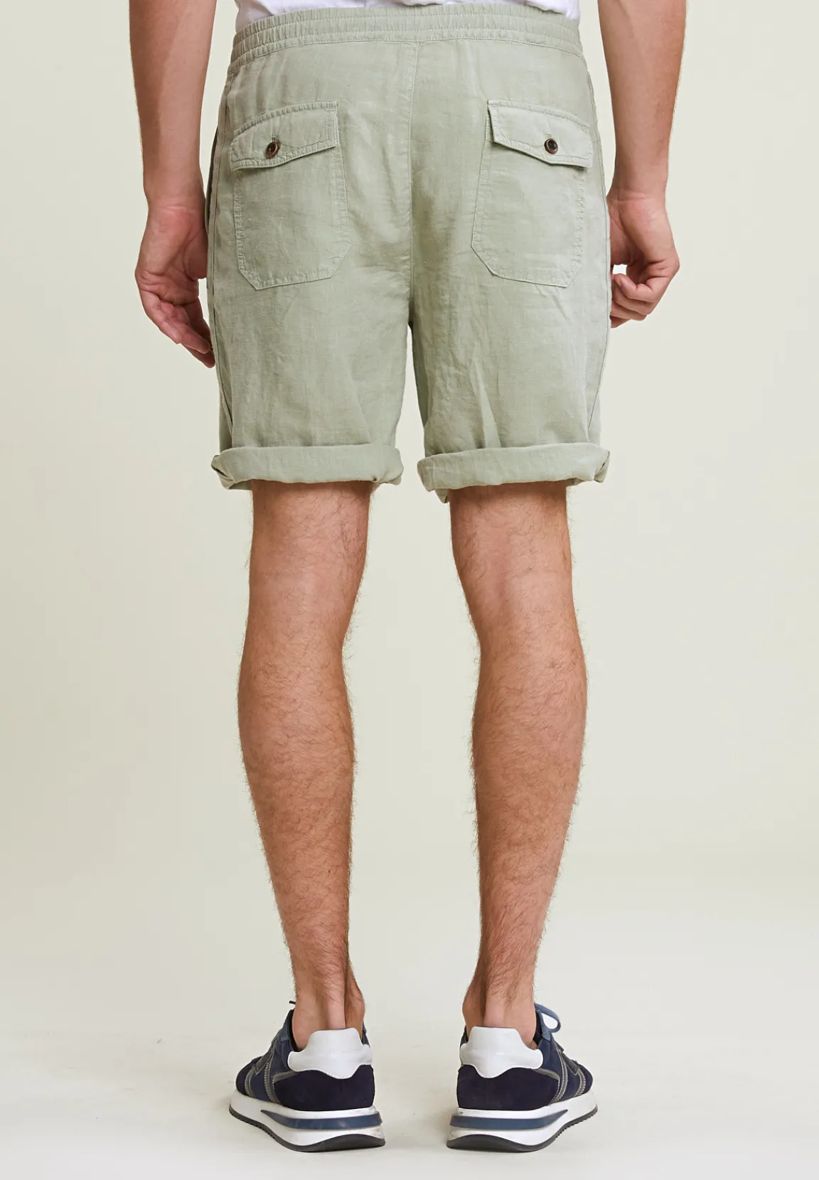 Fashion River Woods Fancy linnen short met koord basil -