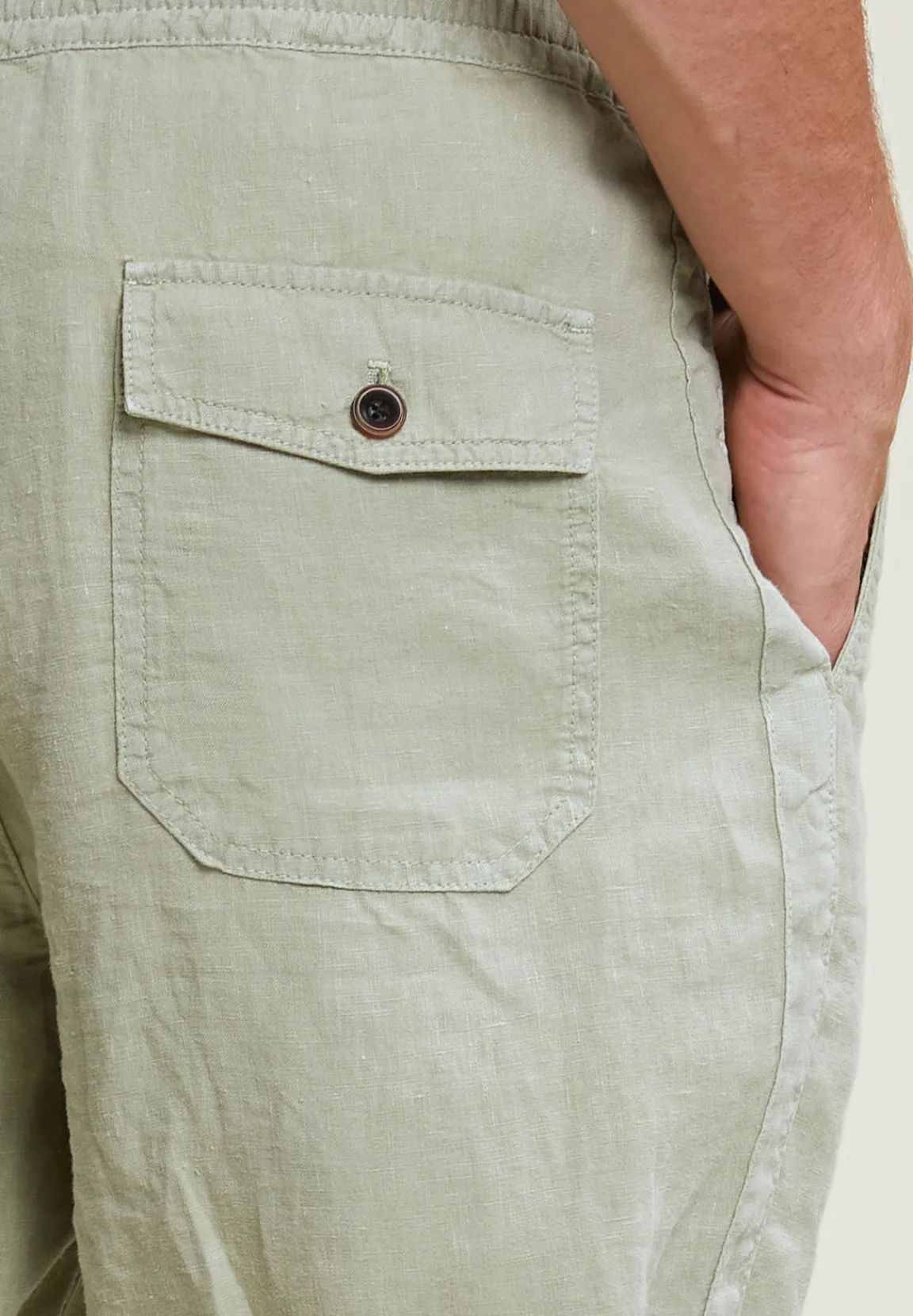Fashion River Woods Fancy linnen short met koord basil -