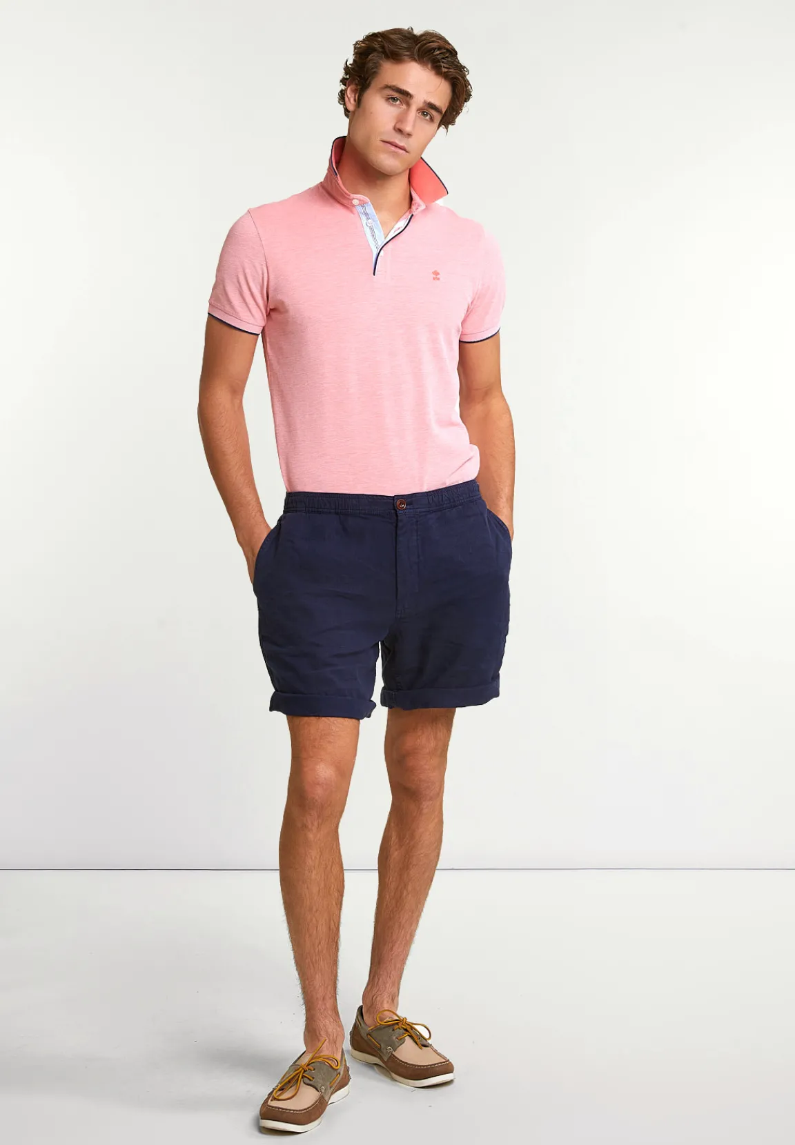 Best River Woods Fancy linnen short oxford blue -